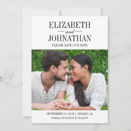 シンプル写真とエレガント日付カードの保存 セーブザデート