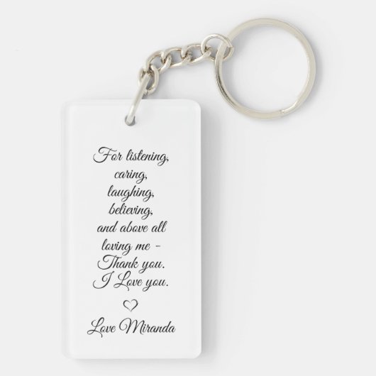 シンプル写真と文字メッセージの母の日 キーホルダー (裏面)