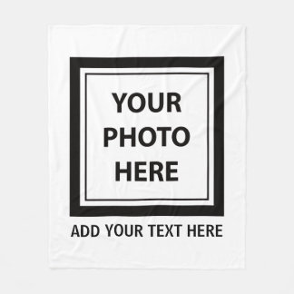 シンプル写真のアップロードと追加文字 フリースブランケット