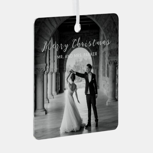 シンプル写真のクエレガントラス メタルオーナメント (正面右)