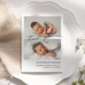 シンプル写真のコラージュ生まれたばかりの誕生のお知らせ サンキューカード