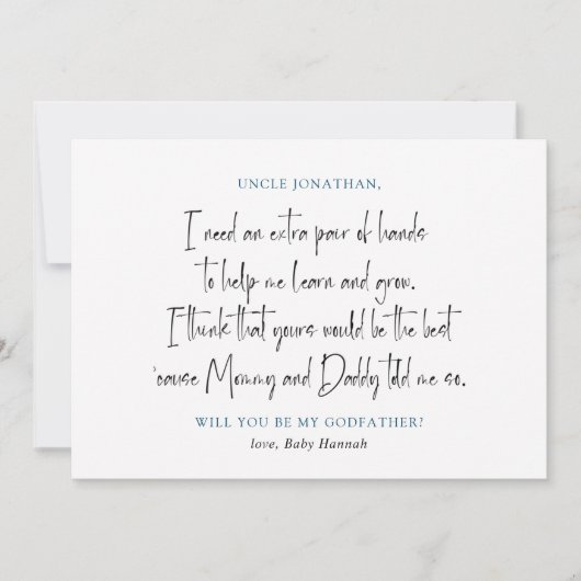 シンプル写真のゴッドファザー提案 招待状 (正面)