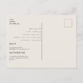 シンプル写真のブライダルシャワー招待 ポストカード (裏面)