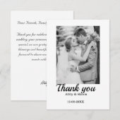 シンプル写真のミニマルエレガモダンント結婚式 サンキューカード (正面/裏面)