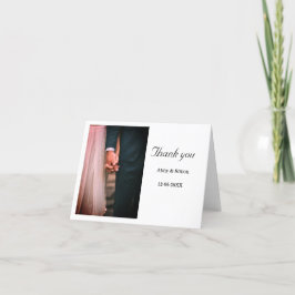 シンプル写真のミニマルエレガモダンント結婚式 サンキューカード