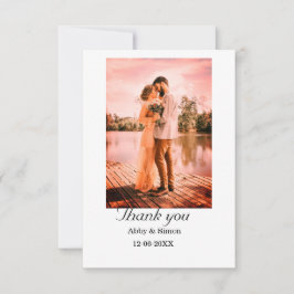 シンプル写真のミニマルエレガモダンント結婚式 サンキューカード