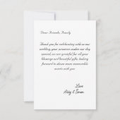 シンプル写真のミニマルエレガモダンント結婚式 サンキューカード (裏面)