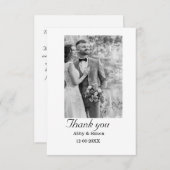 シンプル写真のミニマルエレガモダンント結婚式 サンキューカード (正面/裏面)