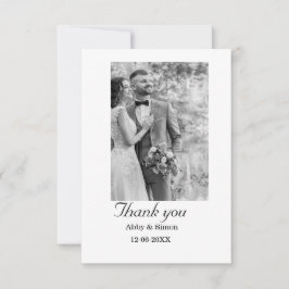 シンプル写真のミニマルエレガモダンント結婚式 サンキューカード