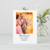 シンプル写真のミニマルエレガモダンント結婚式 サンキューカード (スタンド正面)