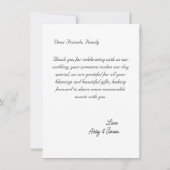 シンプル写真のミニマルエレガモダンント結婚式 サンキューカード (裏面)