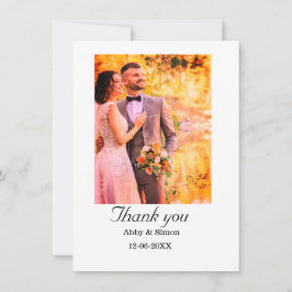 シンプル写真のミニマルエレガモダンント結婚式 サンキューカード