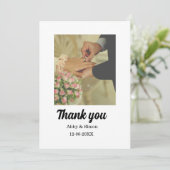 シンプル写真のミニマルエレガモダンント結婚式 サンキューカード (スタンド正面)