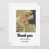 シンプル写真のミニマルエレガモダンント結婚式 サンキューカード (正面/裏面)