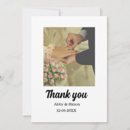 シンプル写真のミニマルエレガモダンント結婚式 サンキューカード