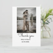 シンプル写真のミニマルエレガモダンント結婚式 サンキューカード (スタンド正面)