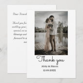 シンプル写真のミニマルエレガモダンント結婚式 サンキューカード (正面/裏面)
