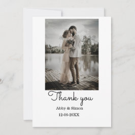 シンプル写真のミニマルエレガモダンント結婚式 サンキューカード