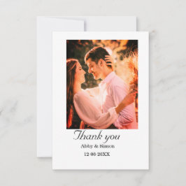 シンプル写真のミニマルエレガモダンント結婚式 サンキューカード