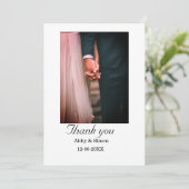 シンプル写真のミニマルエレガモダンント結婚式 サンキューカード (スタンド正面)
