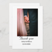 シンプル写真のミニマルエレガモダンント結婚式 サンキューカード (正面/裏面)