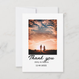 シンプル写真のミニマルエレガモダンント結婚式 サンキューカード