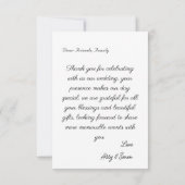 シンプル写真のミニマルエレガモダンント結婚式 サンキューカード (裏面)