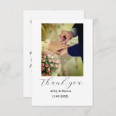 シンプル写真のミニマルエレガモダンント結婚式 サンキューカード (正面/裏面)