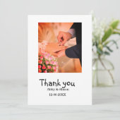 シンプル写真のミニマルエレガモダンント結婚式 サンキューカード (スタンド正面)