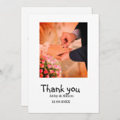 シンプル写真のミニマルエレガモダンント結婚式 サンキューカード (正面/裏面)