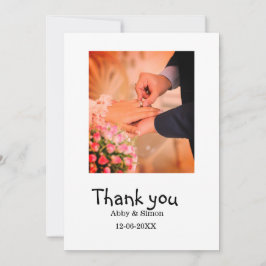 シンプル写真のミニマルエレガモダンント結婚式 サンキューカード