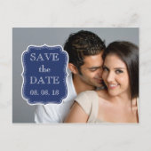 シンプル写真の保存日付 | ネイビーブルー 案内ポストカード (正面)