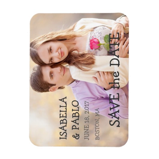 シンプル写真の保存日付 |ヴィンテージ マグネット (縦)