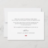 シンプル写真の愛と赤ちゃん感謝していのシャワー サンキューカード (裏面)