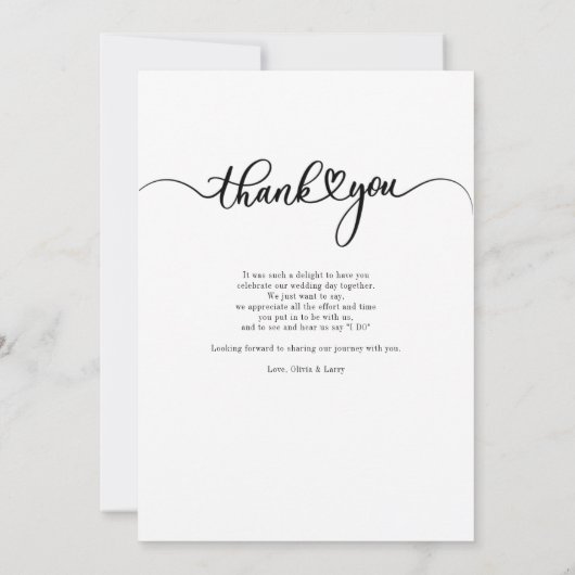 シンプル写真の手書き結婚の サンキューカード (裏面)