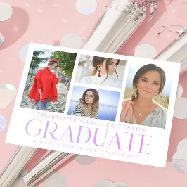 シンプル写真の数々の卒業発表 招待状
