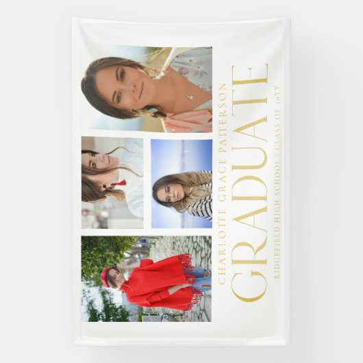 シンプル写真の数々の卒業発表 横断幕 (縦)