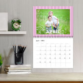 シンプル写真の数か月カラフルお洒落ストライプ数 カレンダー