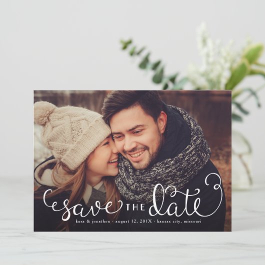 シンプル写真の日付を保存する手書き文字 セーブザデート (スタンド正面)