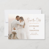 シンプル写真の日付を保存モダン結婚する 招待状 (正面)