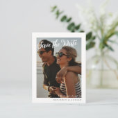 シンプル写真の日付を保存結婚する ポストカード (スタンド正面)