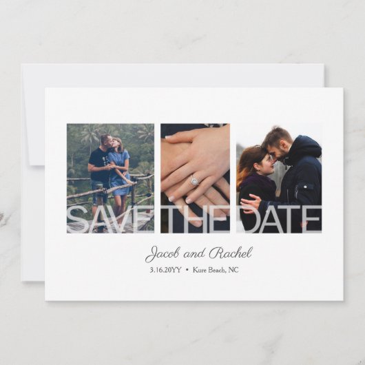 シンプル写真の日付を保存結婚婚約 セーブザデート (正面)