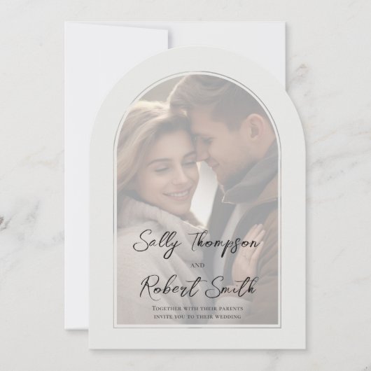 シンプル写真の書のスクリプ結婚ト 招待状 (正面)