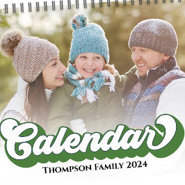 シンプル写真の月クールレトロタイポグラフィカラフル カレンダー