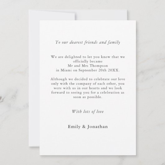 シンプル写真の発表結婚を中止 シーズンカード (裏面)