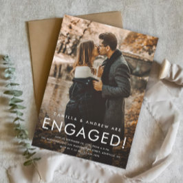 シンプル写真の結婚婚約パーティ マグネット招待状