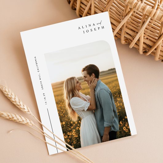 シンプル写真の結婚式の招待 | ミニマモダンリスト 招待状