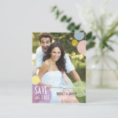 シンプル写真の結婚式の日付を保存 案内ポストカード (スタンド正面)