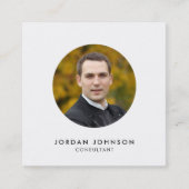 シンプル写真の編集可能な色を追加するミニマル スクエア名刺 (正面)