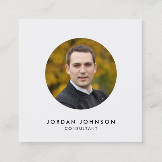 シンプル写真の編集可能な色を追加するミニマル スクエア名刺 (正面)